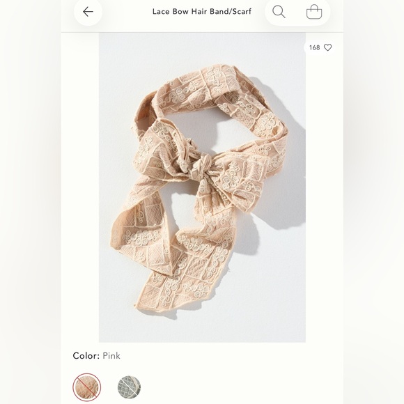 Anthropologie Lace Bow Hair Band Scarf - Picture 4 of 7
